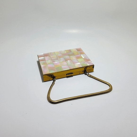 Mother Of Pearl Deco Vintage makeup cigarette compact case - Picture 1 of 6
